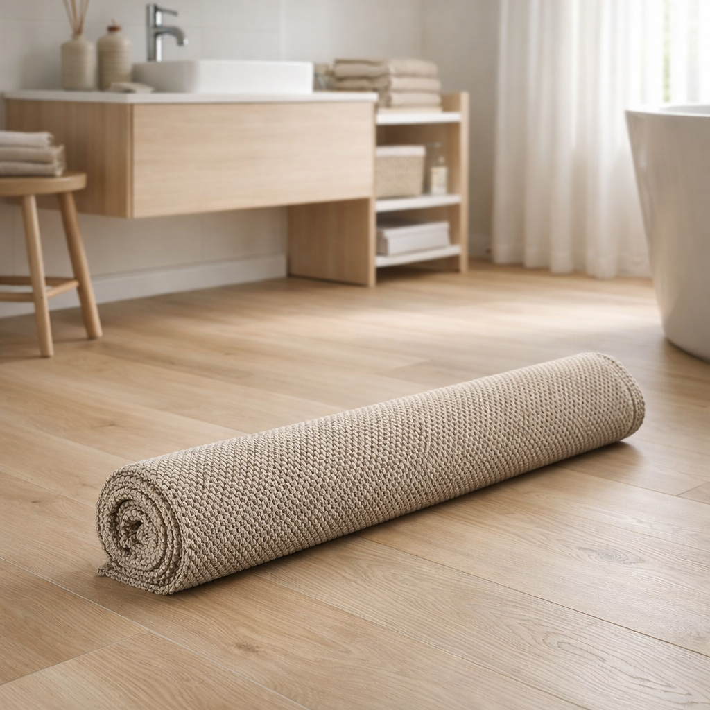 Tapis de bain uni Etia Lin 54 x 110 en situation