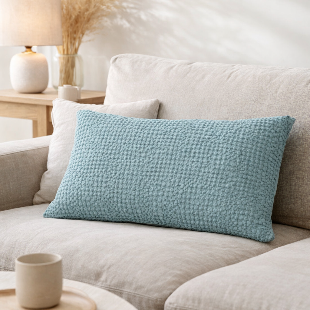Coussin stonewashed Tana Alizée 40 x 65 en situation