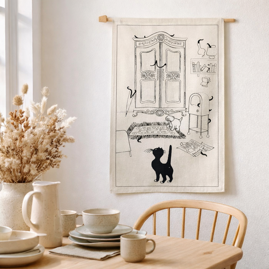 Torchon Dubout Cache-cache Ecru 48 x 72 en situation