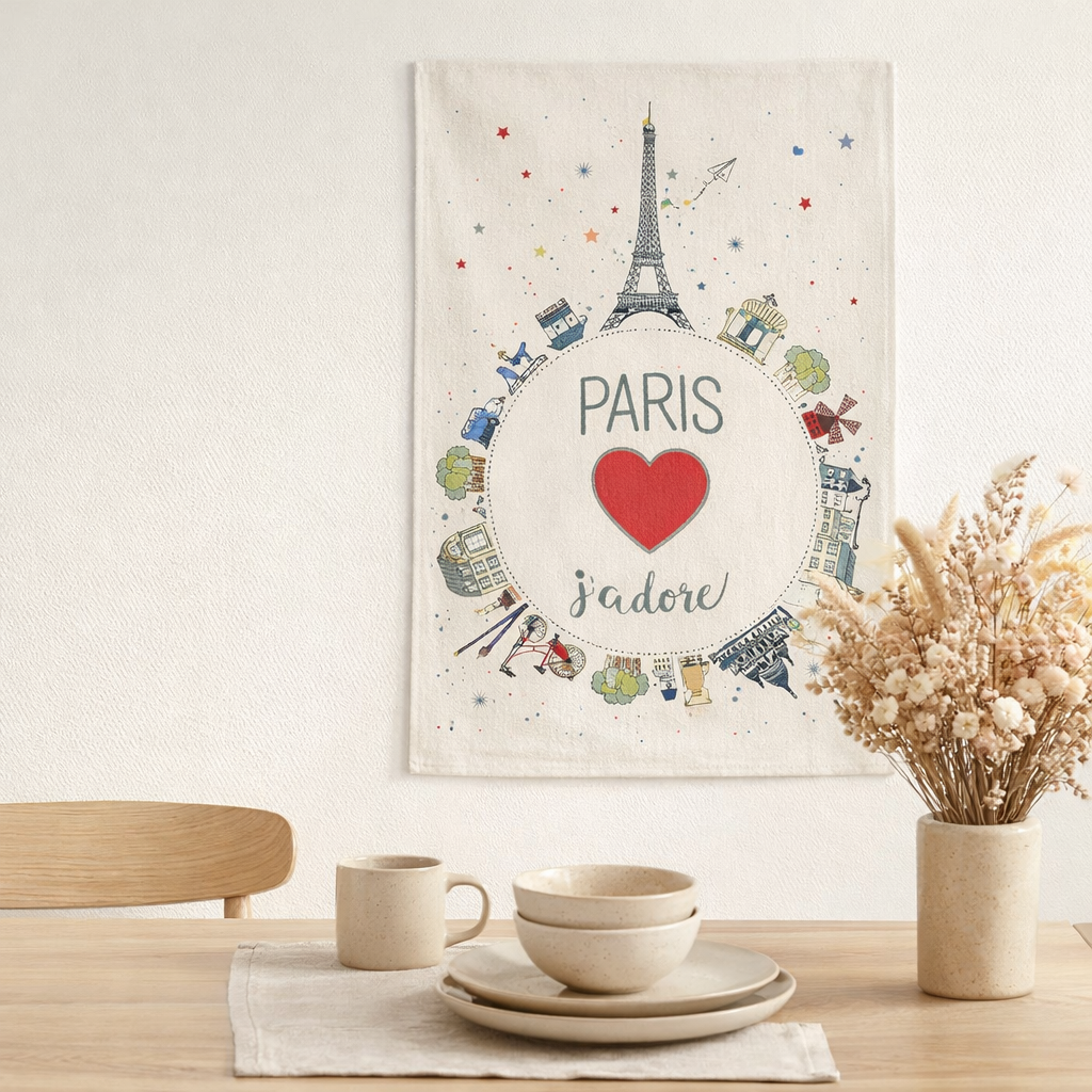 Torchon Planéte Paris Ecru 48 x 72 en situation