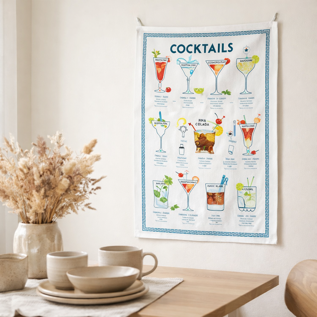 Torchon Cocktails Assortis 50 x 70 en situation