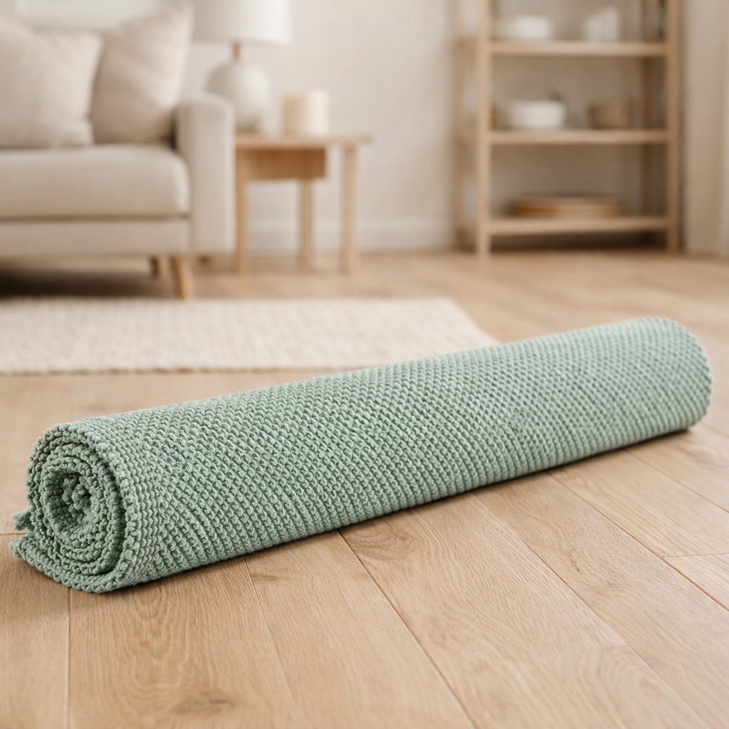Tapis de bain uni Etia Sauge 70 x 140 en situation