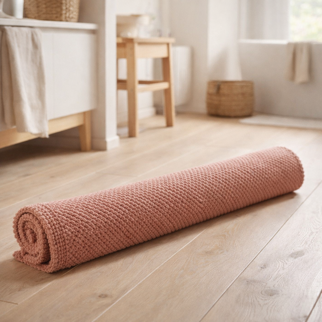 Tapis de bain uni Etia Azalée 54 x 110 en situation