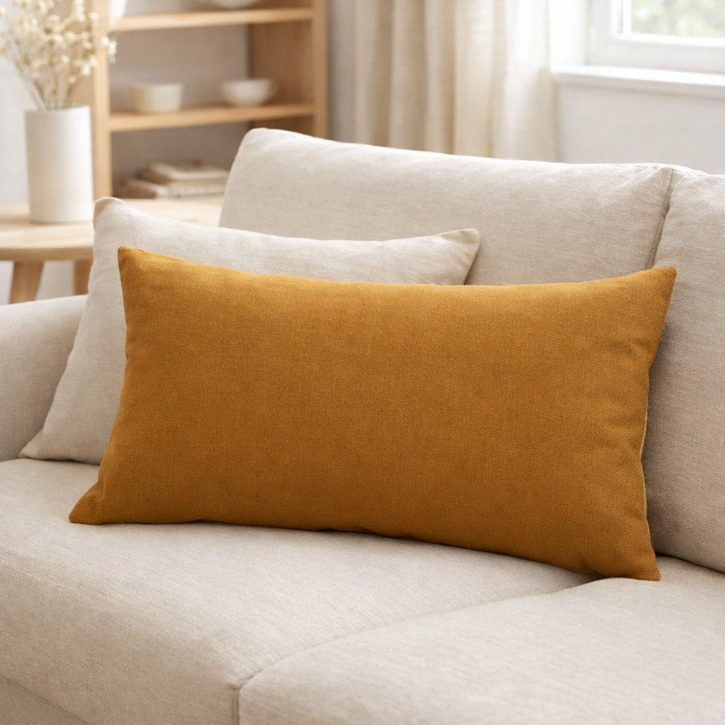 Coussin uni Zeff Bronze 40 x 65 en situation