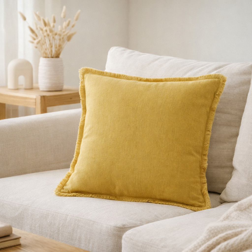 Coussin uni Laly Gold 45 x 45 en situation