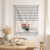Torchon recyclé French Cocorico Ecru/bleu 50 x 70 en situation