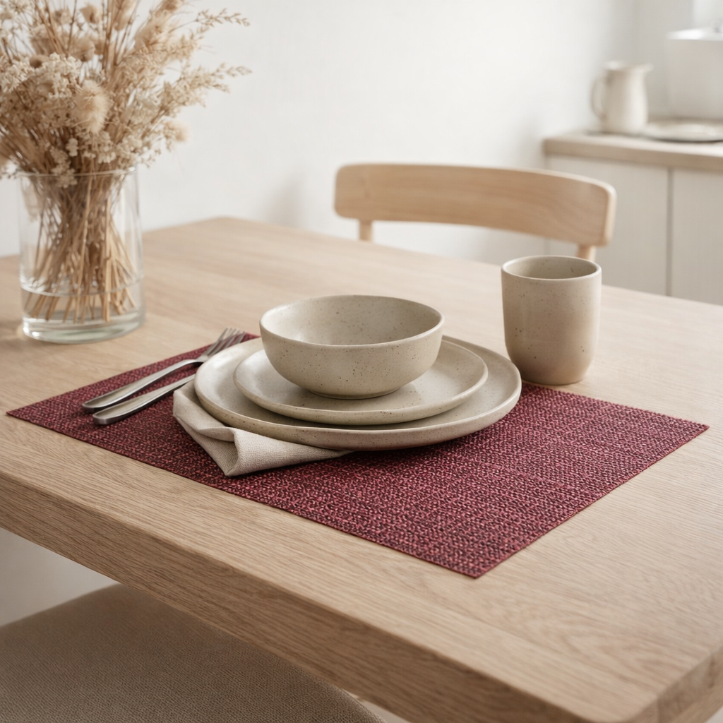 Set de table Canna Lie de vin 33 x 45 en situation