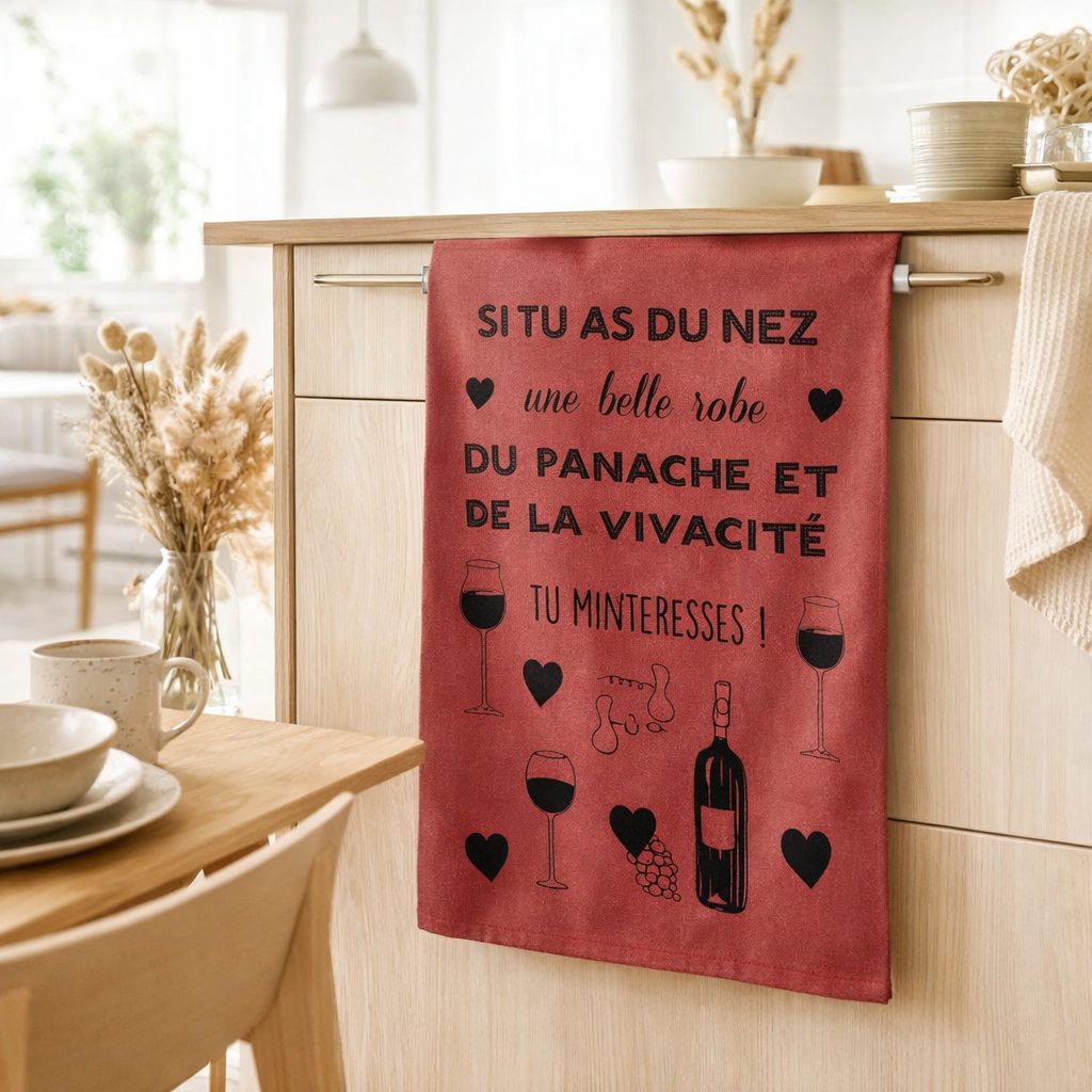 Torchon Le panache et la vivacité Multicolore 50 X 70 en situation