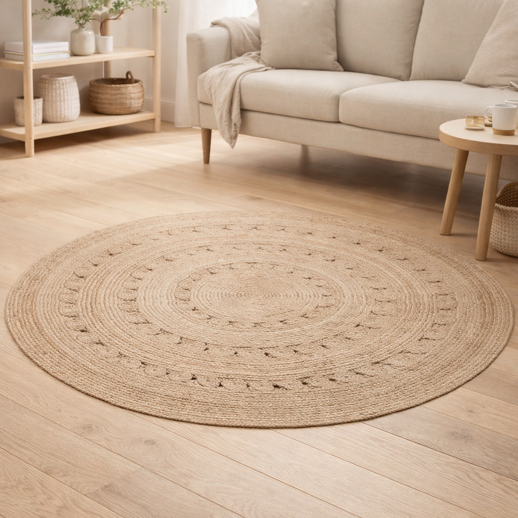 Tapis Patna Naturel diamètre 120 en situation