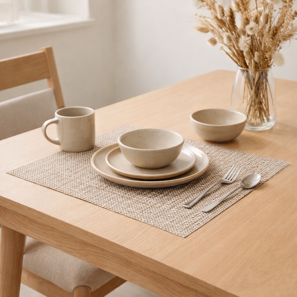Set de table Canna Taupe 33 x 45 en situation