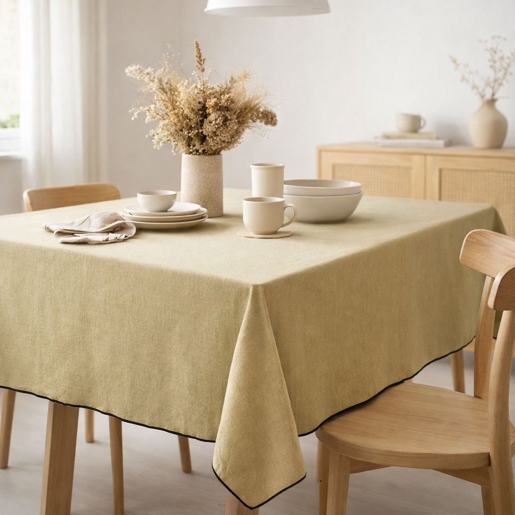 Nappe recyclée Grace Kaki 140 x 140 en situation
