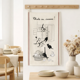 Grand Torchon Dubout Chats En Cuisine Ecru 60 X 80 en situation