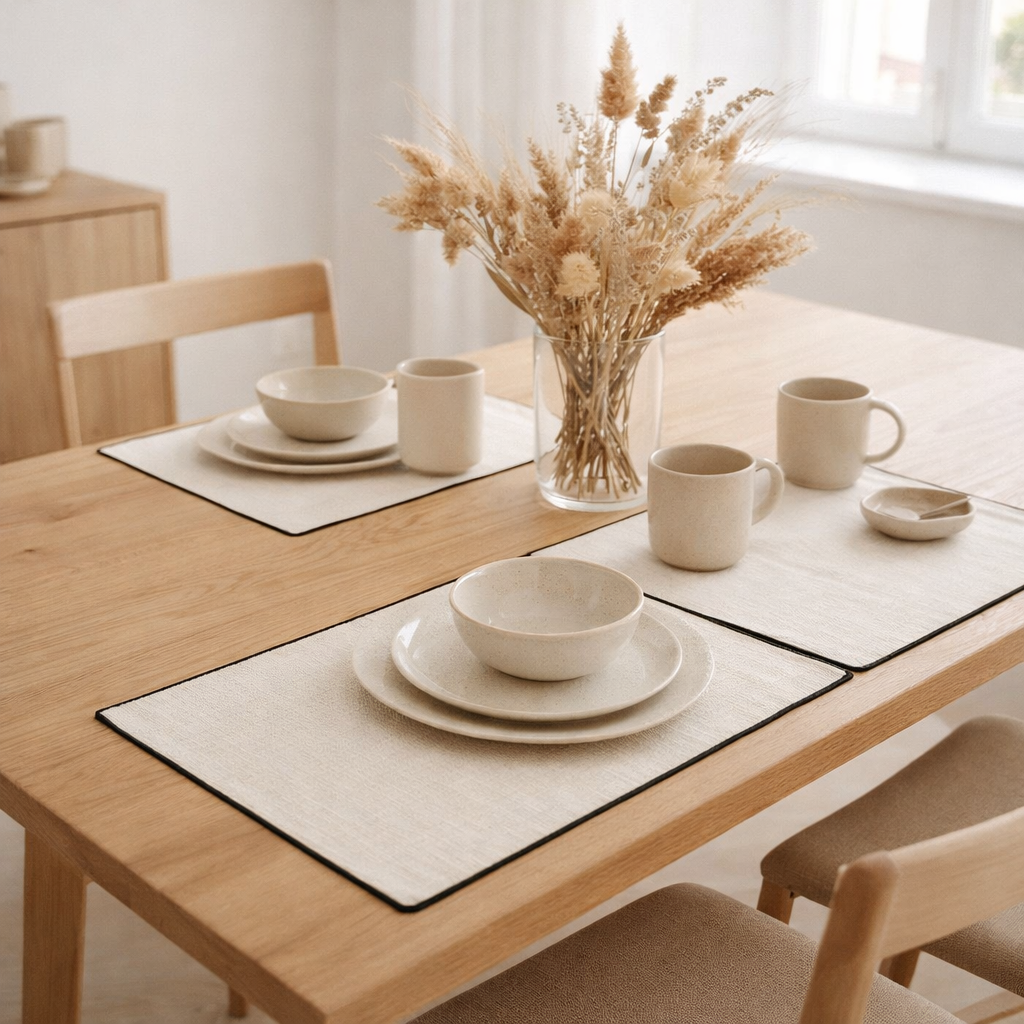 2 sets de table recyclés Laora Ivoire 33 x 45 en situation