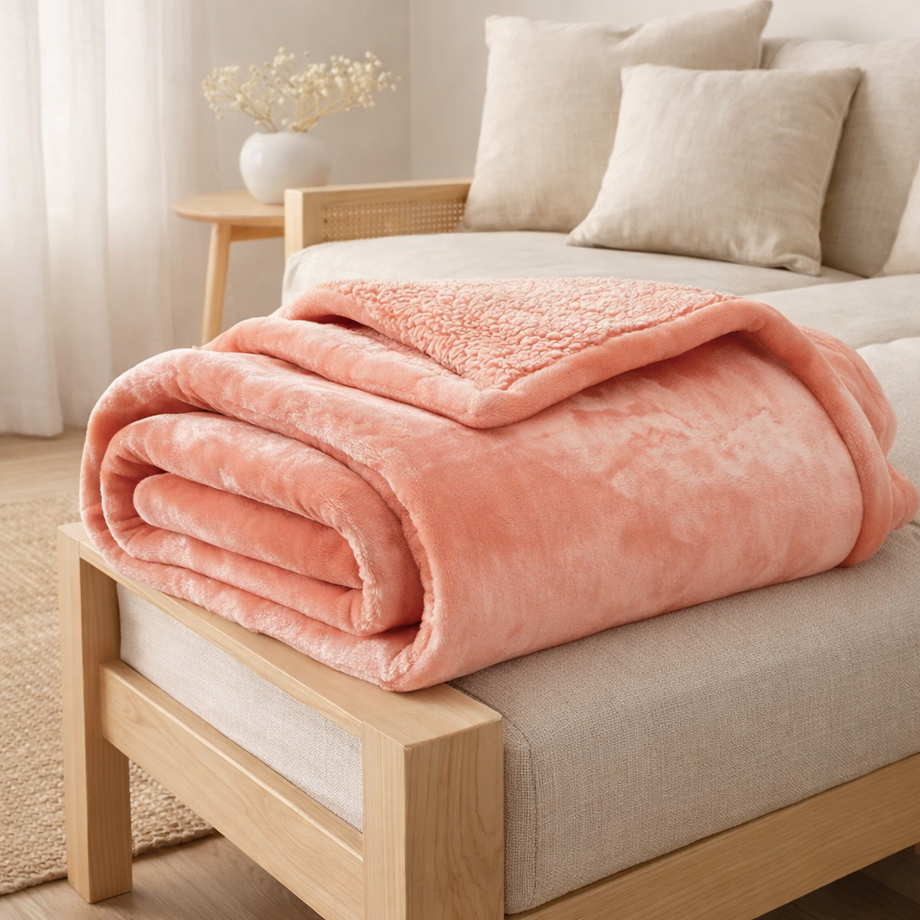 Maxi plaid Michka Goyave 180 x 220 en situation