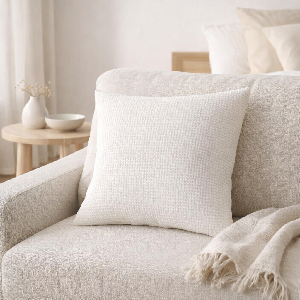 Coussin Maia Ecru Craie 45 X 45 en situation