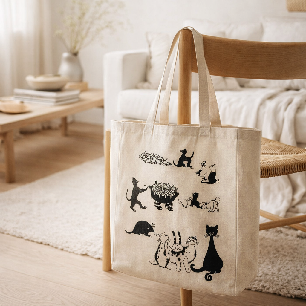 Sac shopping Dubout Multichats Ecru 40 x 36 x 16 en situation