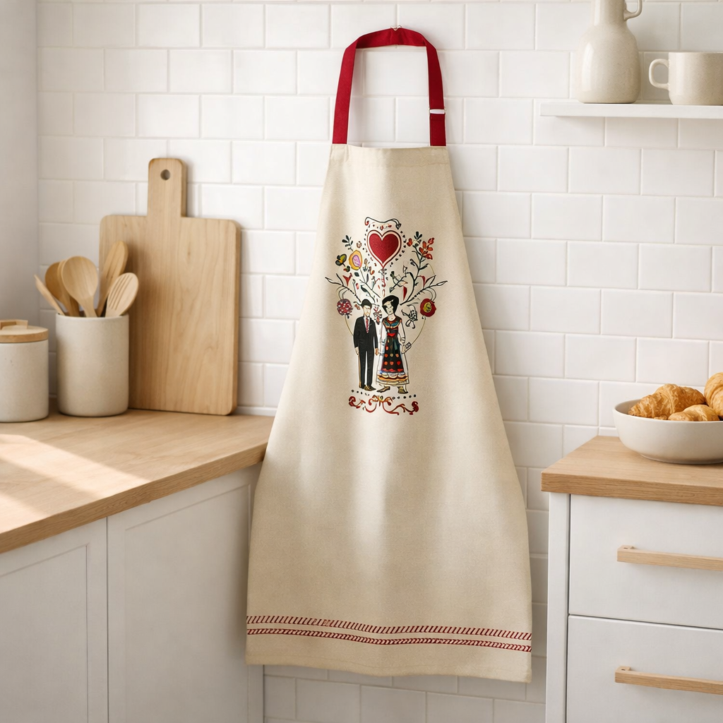 Tablier de cuisine Boem Beige 72 x 85 en situation