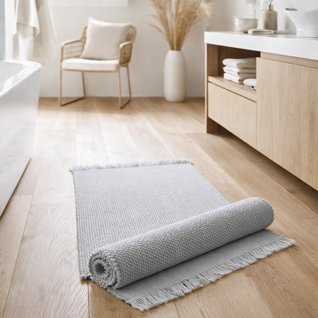 Tapis de bain uni Elly Perle 54 x 110 en situation