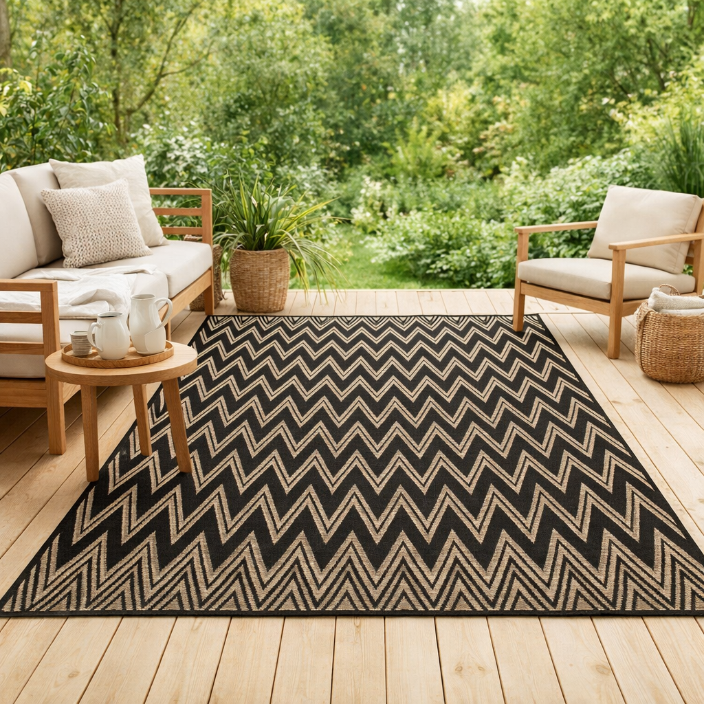 Tapis Lou 2 outdoor Naturel 200 x 290 en situation
