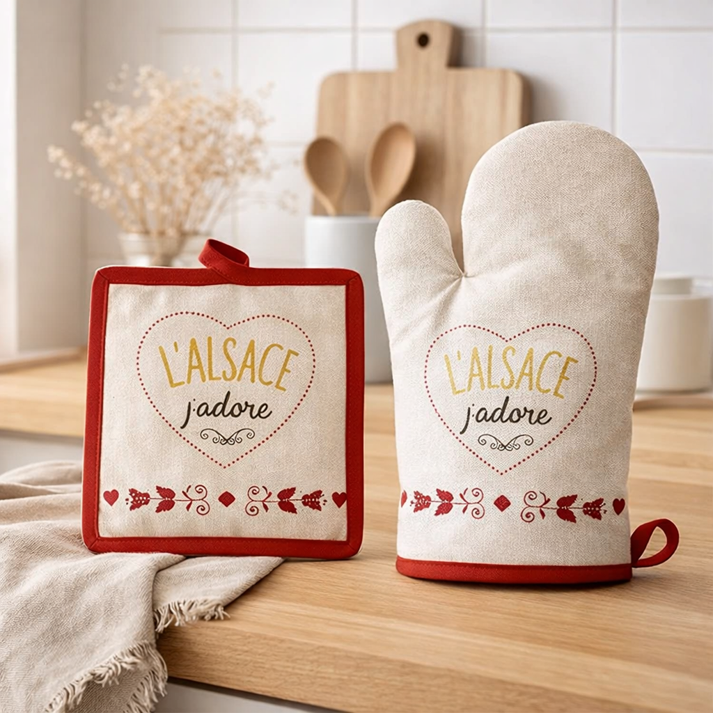 Lot gant / manique Natt Ficelle 15 x 30 en situation
