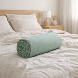 Drap housse Calita Sauge 160x200 bonnet 30 cm en situation