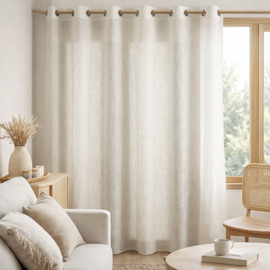 Rideau Voile Zeff Blanc 140 x 280 en situation
