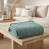Plaid Stonewashed Swami Lichen 130 X 200 en situation