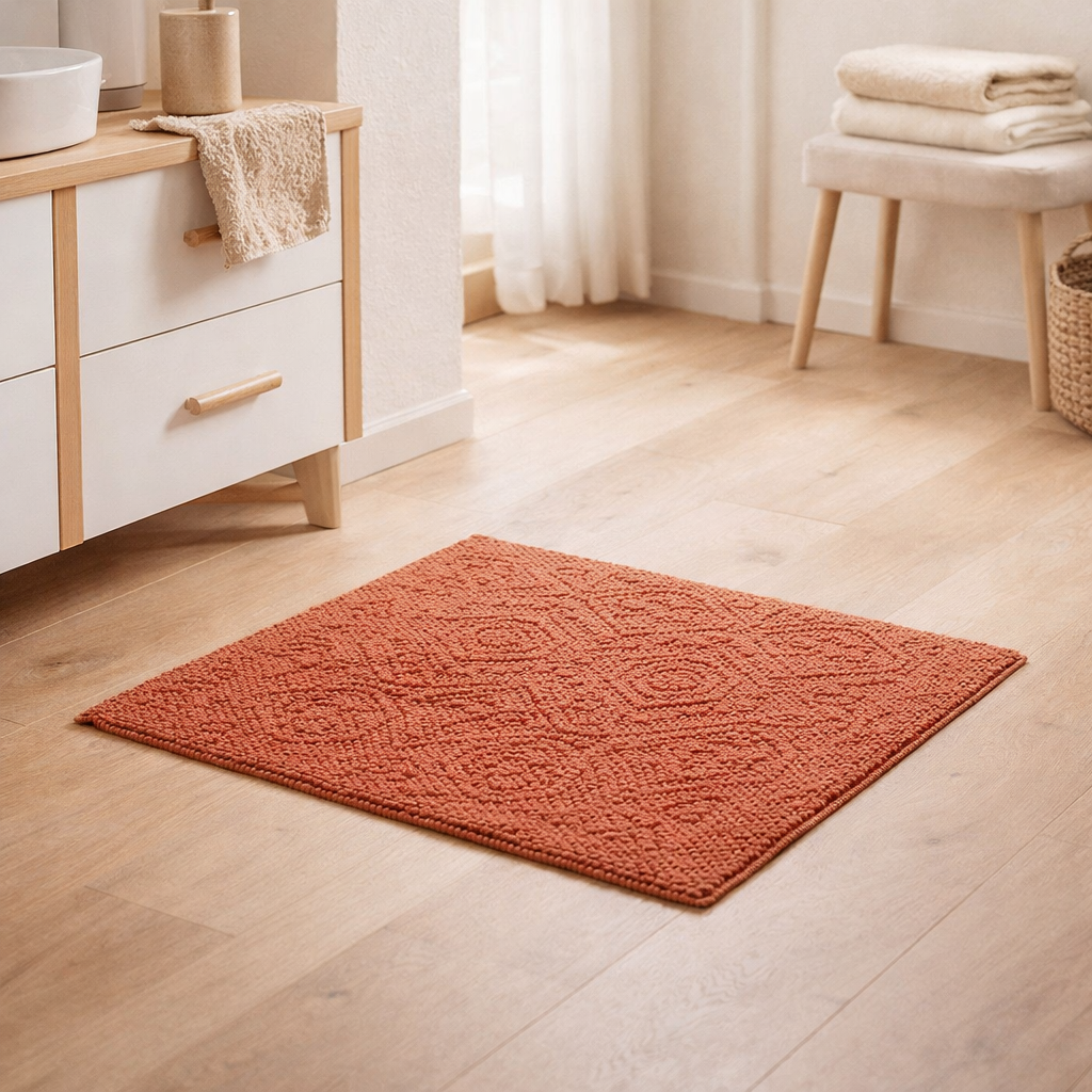 Tapis de bain uni Enzo Sienne 54 x 64 en situation