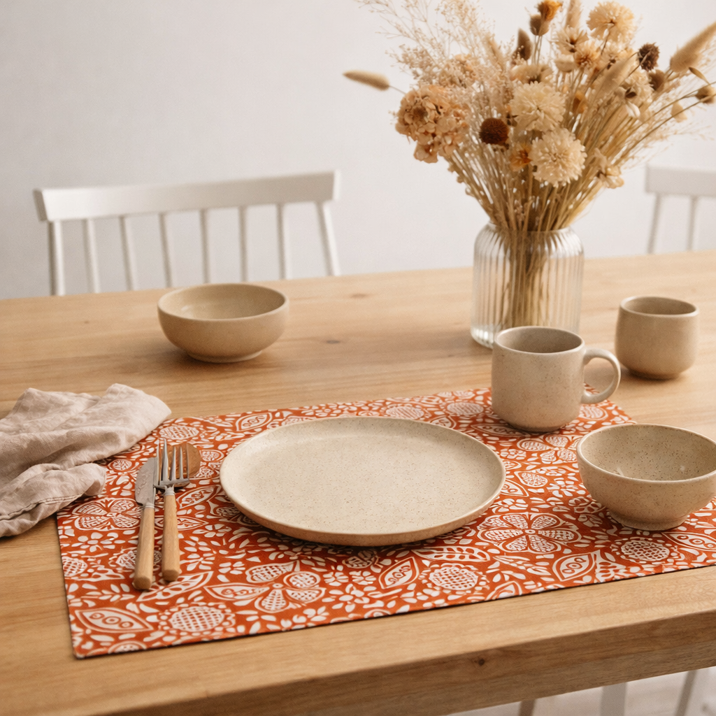 Set de table enduit Kira recyclé Rooibos 33 x 48 en situation