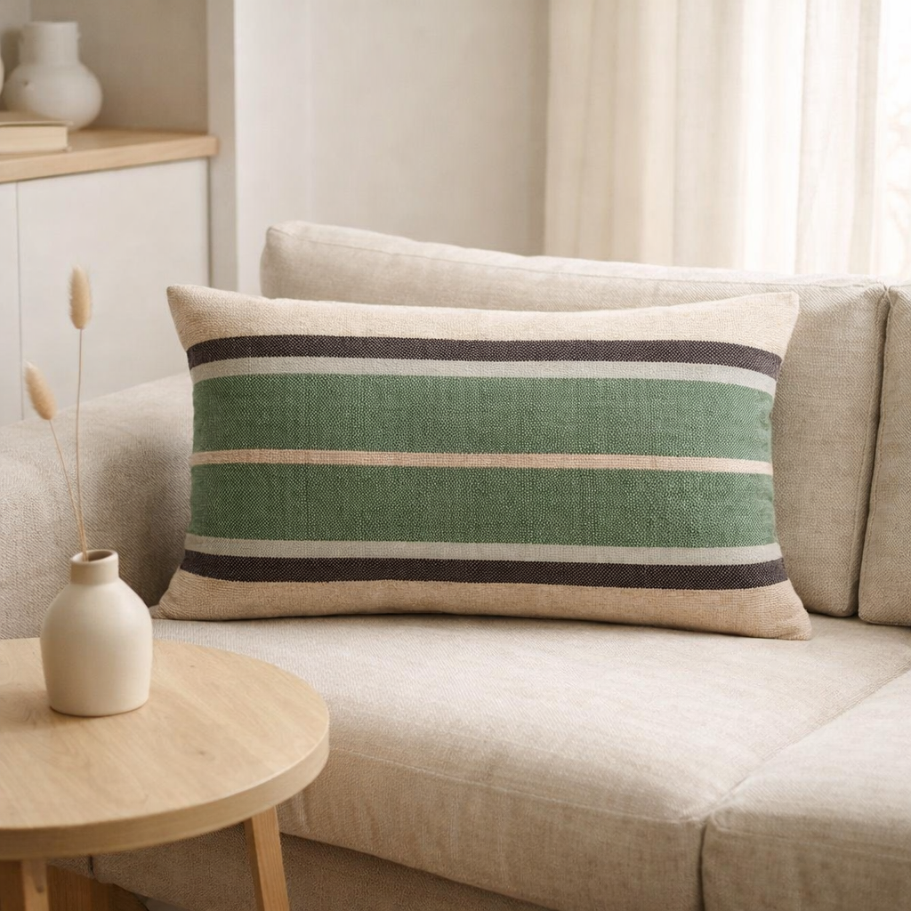 Coussin Gatsby Eucalyptus 40 x 65 en situation