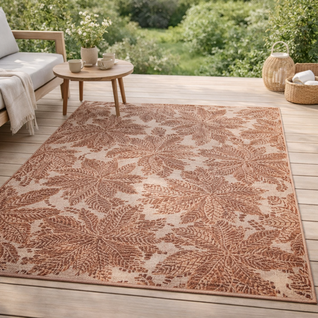 Tapis Ariane outdoor recyclé Rouille 160 x 230 en situation