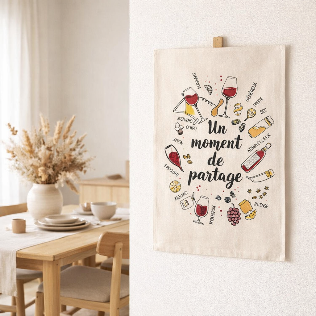 Torchon Le Partage Multicolor 50 x 70 en situation