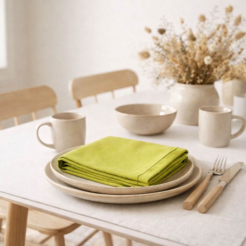 Serviette de table Unis kiwi en situation