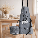Tablier de cuisine et toque enfant Dubout Noir/blanc 52 x 63 en situation