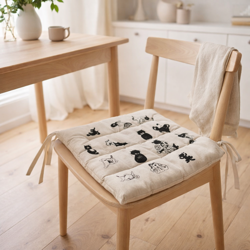 Galette de chaise 9 points Dubout Beige 40 x 40 x 3 cm en situation