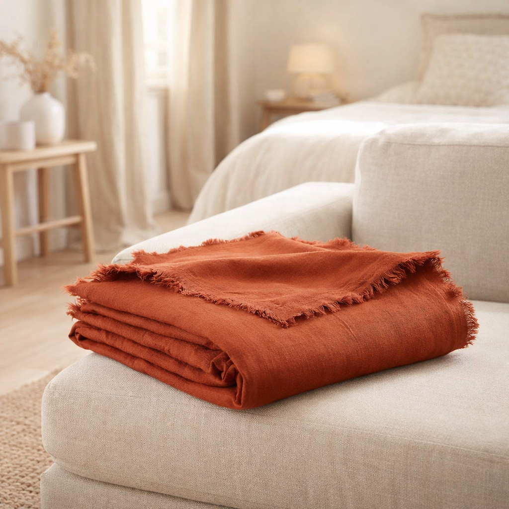 Plaid Zeff Nomade Rooibos 130 x 180 en situation