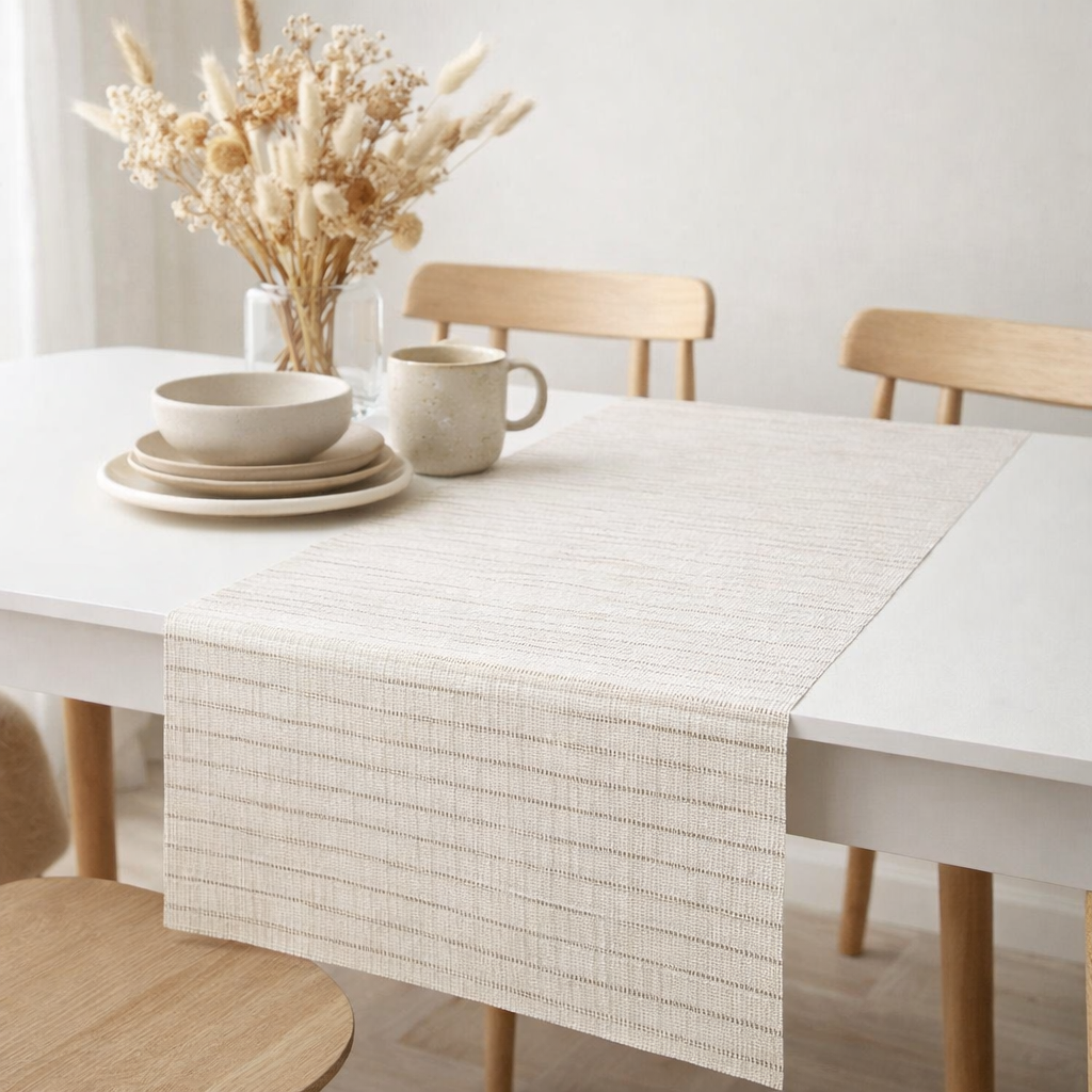Chemin de table Manoka Perle 45 x 150 en situation
