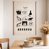 Grand torchon Dubout Galerie de chats Ecru 60 x 80 en situation