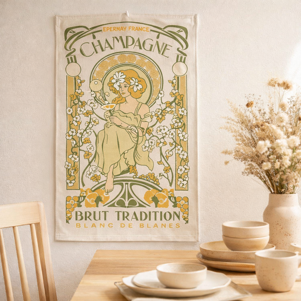 Torchon Champagne Art Déco Ecru 48 x 72 en situation