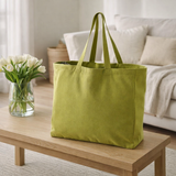 Sac shopping recyclé Grace Vert jardin 35 x 40 x 15 cm en situation