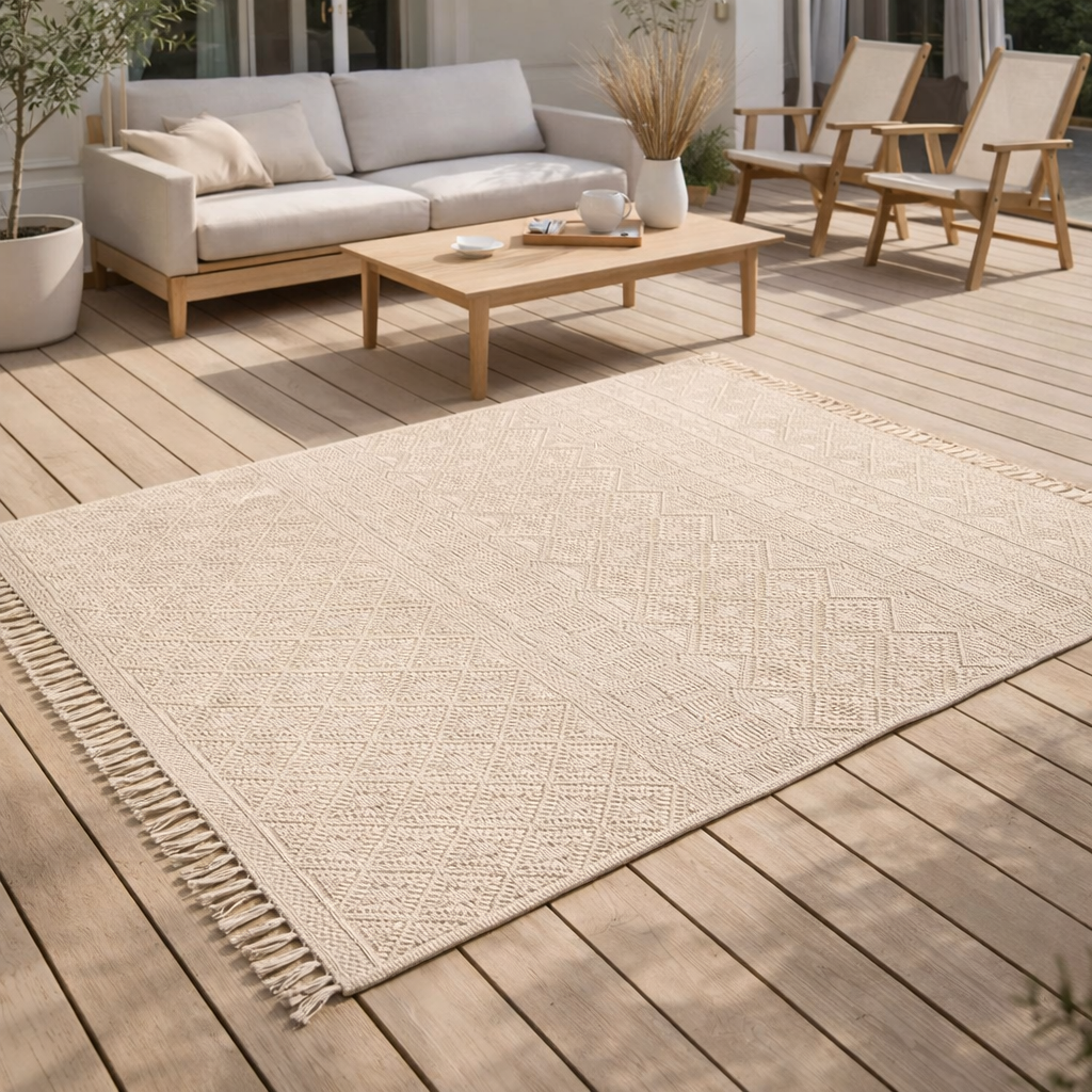 Tapis Soan extérieur Neige 160 x 230 en situation