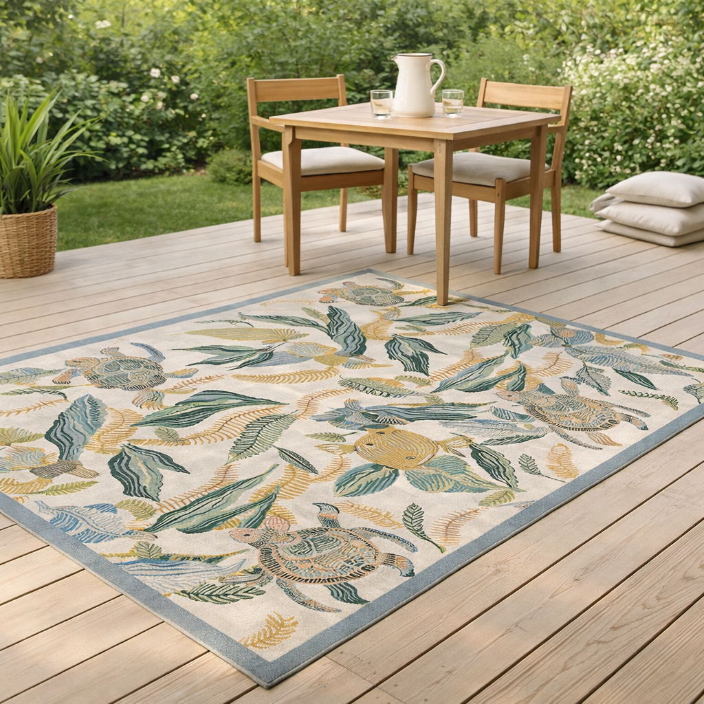 Tapis Dori outdoor Lagon 160 x 230 en situation