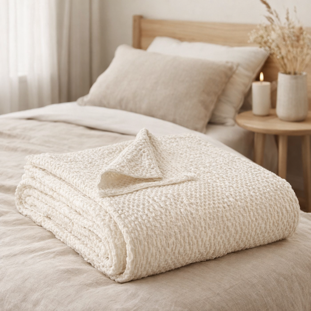 Jeté Stonewashed Tana Craie 240 X 260 en situation