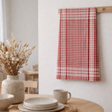Torchon Petits Carreaux Rouge 50 X 70 en situation