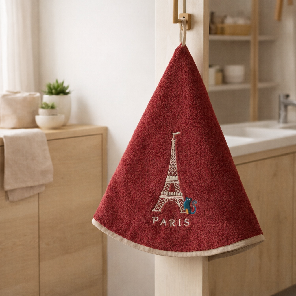 Essuie-mains Tour Eiffel Rouge 60 cm en situation