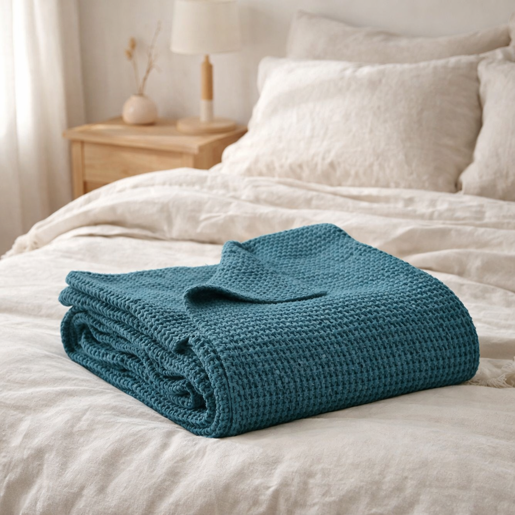 Jete de Lit Stonewashed Maia Topaze en situation
