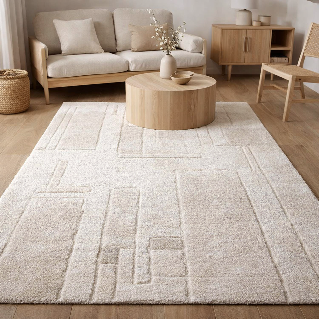 Tapis Louka Ivoire 160 x 230 x 2 cm en situation
