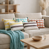 Coussin é rayures Diana Mimosa 45 x 45 en situation