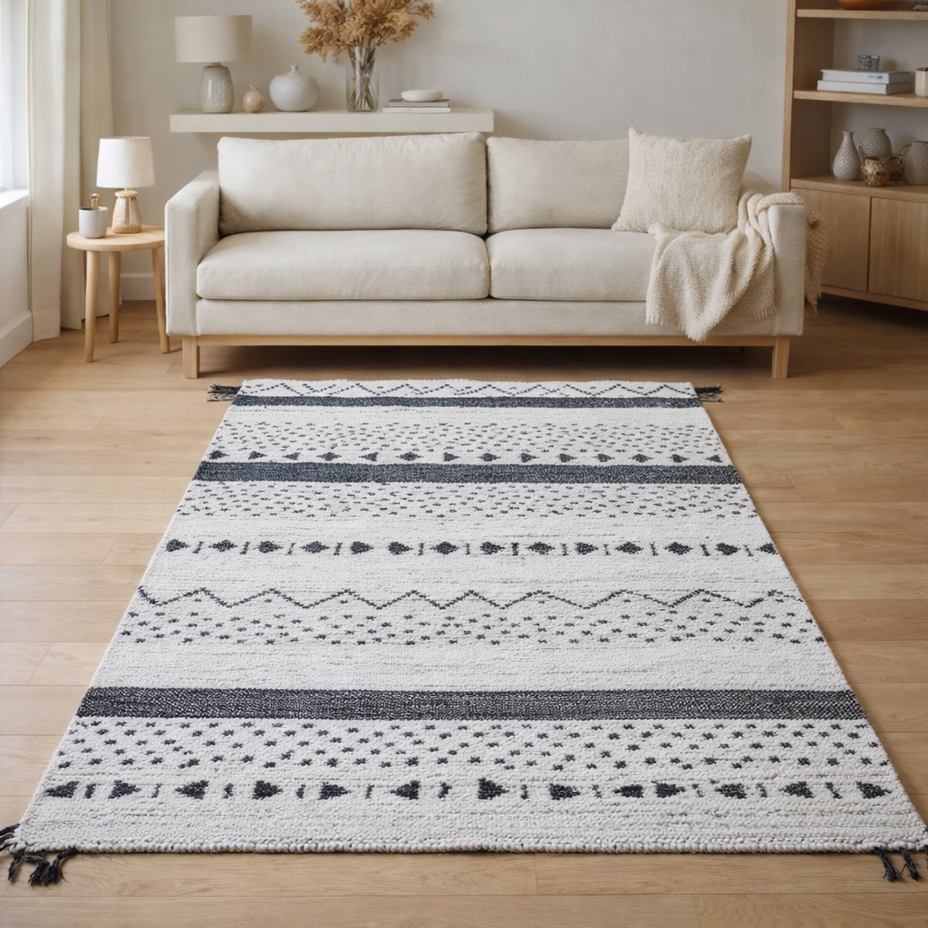 Tapis Callista Blanc/noir 160 x 230 en situation