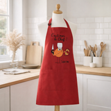 Tablier de cuisine Shadoks C'est moi le chef recyclé Rouge 72 x 90 en situation